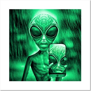 Funny Alien Selfie Invader Sci-fi Space Planet X Posters and Art